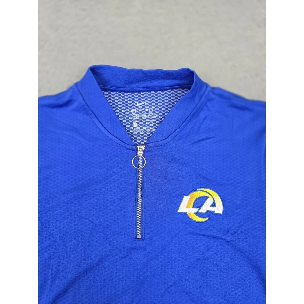 Los Angeles Rams Shirt Womens Medium Blue NFL‎ Football Nike Dri Fit Quarter Zip